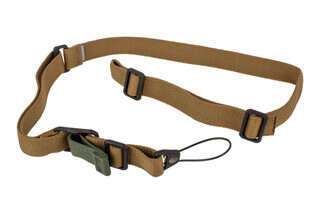 Blue Force Gear Vickers Standard AK sling in Coyote with the molded Universal Wire Loop for quiet and secure installation.